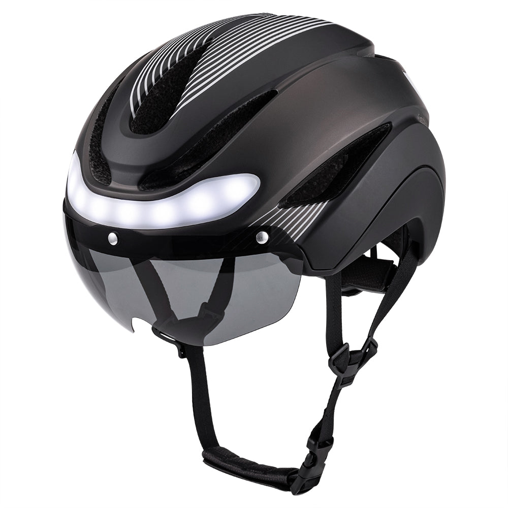 UWalk-A009G Smart Bike Helmet for Adult – LED Light, Turn Signals & Magnetic Visor, CE/CPSC Certified