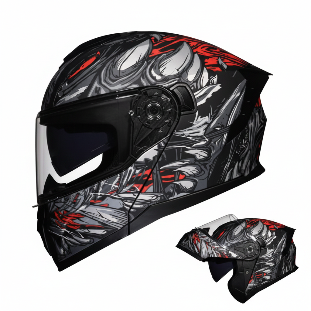 UWALK-909 Flip-Up Motorcycle Helmet – DOT Approved